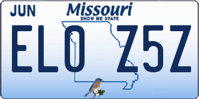 MO license plate EL0Z5Z