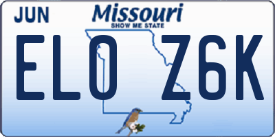 MO license plate EL0Z6K