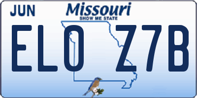 MO license plate EL0Z7B