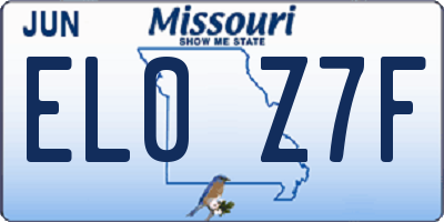 MO license plate EL0Z7F