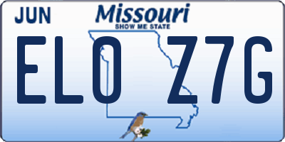MO license plate EL0Z7G