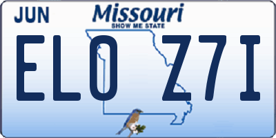 MO license plate EL0Z7I