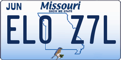 MO license plate EL0Z7L