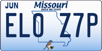 MO license plate EL0Z7P