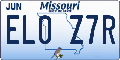 MO license plate EL0Z7R