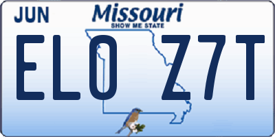 MO license plate EL0Z7T