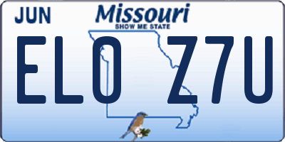 MO license plate EL0Z7U