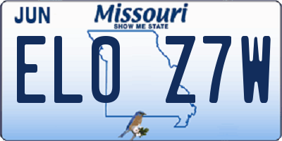 MO license plate EL0Z7W