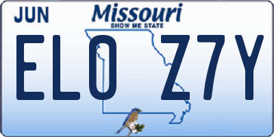 MO license plate EL0Z7Y