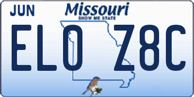 MO license plate EL0Z8C
