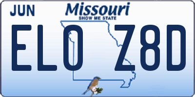 MO license plate EL0Z8D