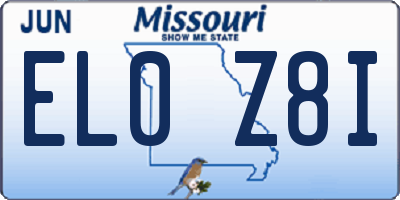 MO license plate EL0Z8I
