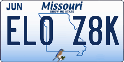 MO license plate EL0Z8K