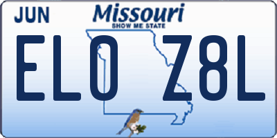 MO license plate EL0Z8L