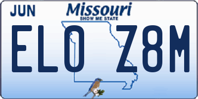 MO license plate EL0Z8M