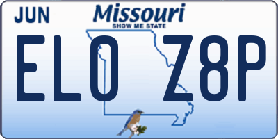 MO license plate EL0Z8P