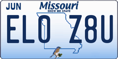 MO license plate EL0Z8U