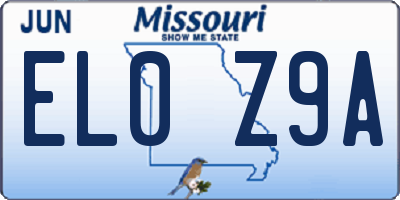 MO license plate EL0Z9A
