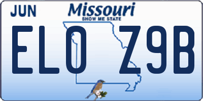 MO license plate EL0Z9B