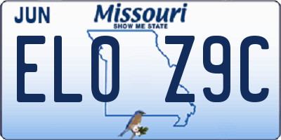 MO license plate EL0Z9C