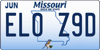 MO license plate EL0Z9D