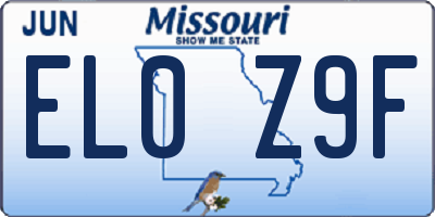 MO license plate EL0Z9F