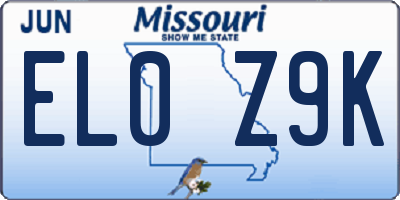 MO license plate EL0Z9K