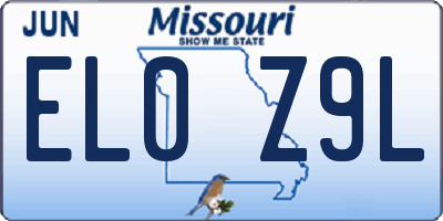 MO license plate EL0Z9L