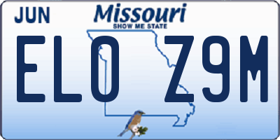 MO license plate EL0Z9M