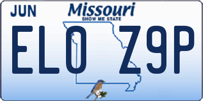 MO license plate EL0Z9P