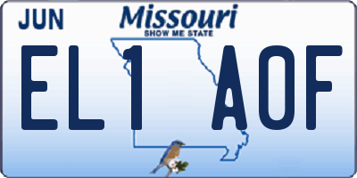 MO license plate EL1A0F