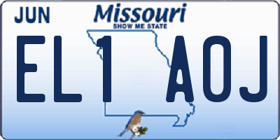 MO license plate EL1A0J