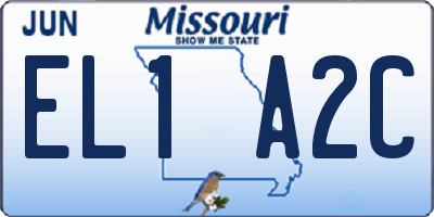 MO license plate EL1A2C