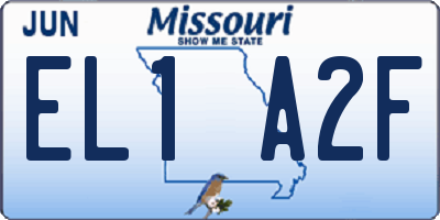 MO license plate EL1A2F