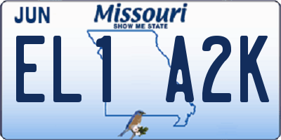 MO license plate EL1A2K