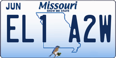 MO license plate EL1A2W