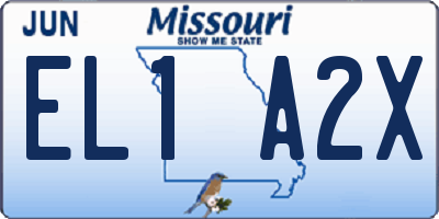 MO license plate EL1A2X