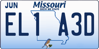 MO license plate EL1A3D