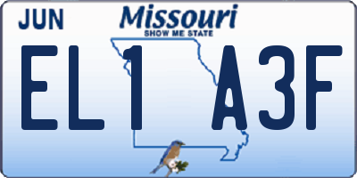 MO license plate EL1A3F