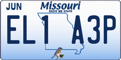 MO license plate EL1A3P