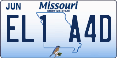 MO license plate EL1A4D