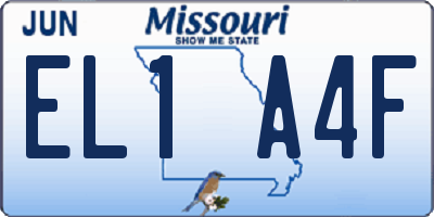 MO license plate EL1A4F