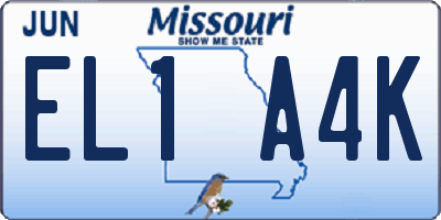 MO license plate EL1A4K