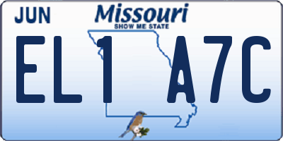 MO license plate EL1A7C