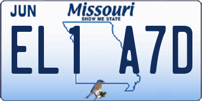 MO license plate EL1A7D