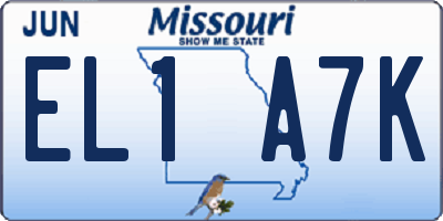 MO license plate EL1A7K