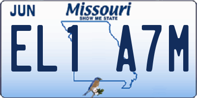 MO license plate EL1A7M