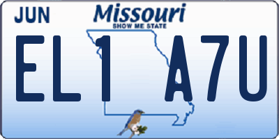 MO license plate EL1A7U