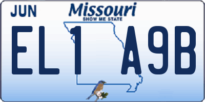 MO license plate EL1A9B