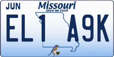 MO license plate EL1A9K